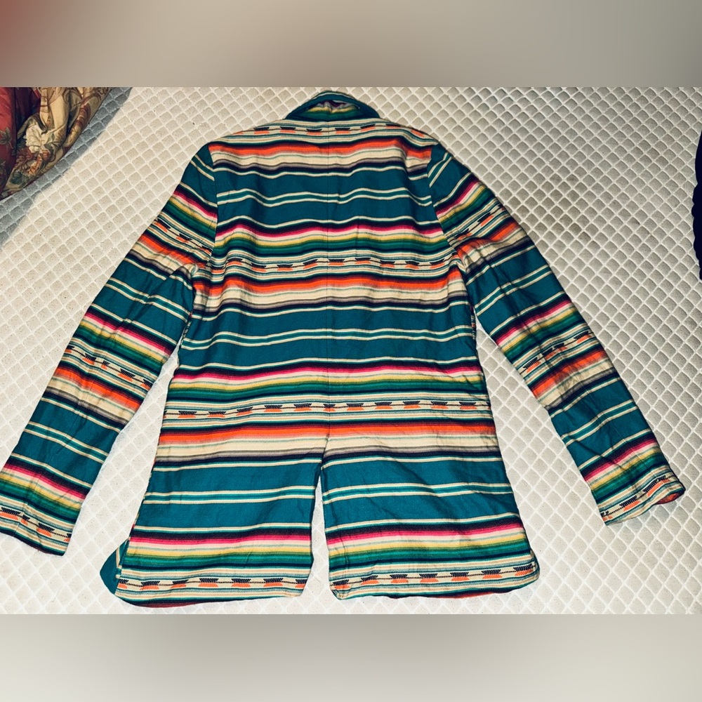 L&B Lucky & Blessed Women’s Striped Serape Blazer Jacket — Southwestern Style - Picture 2 of 3